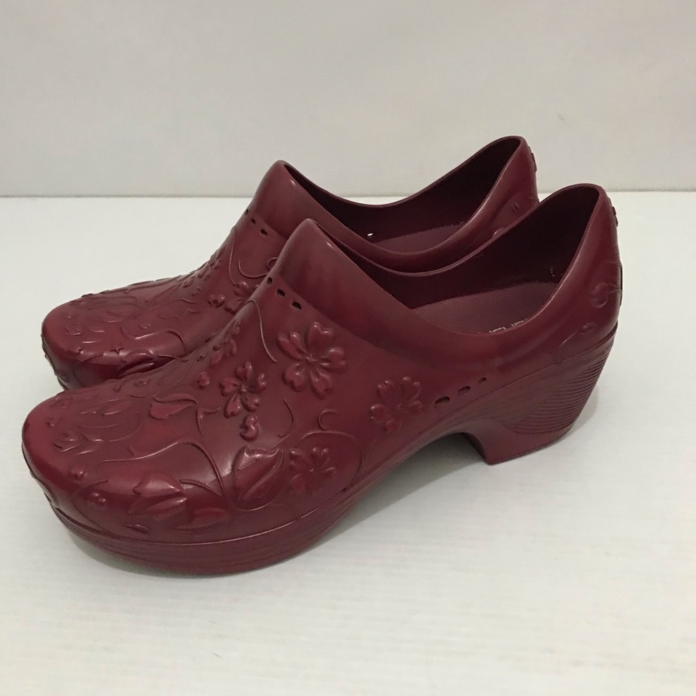 Dansko Pixie Rubber Embossed Clogs In Red Size 41 - image 3